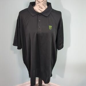 Monster Energy Drink Shirt Mens Black Short Sleeve Golf Collared Logo Kyle 2xl